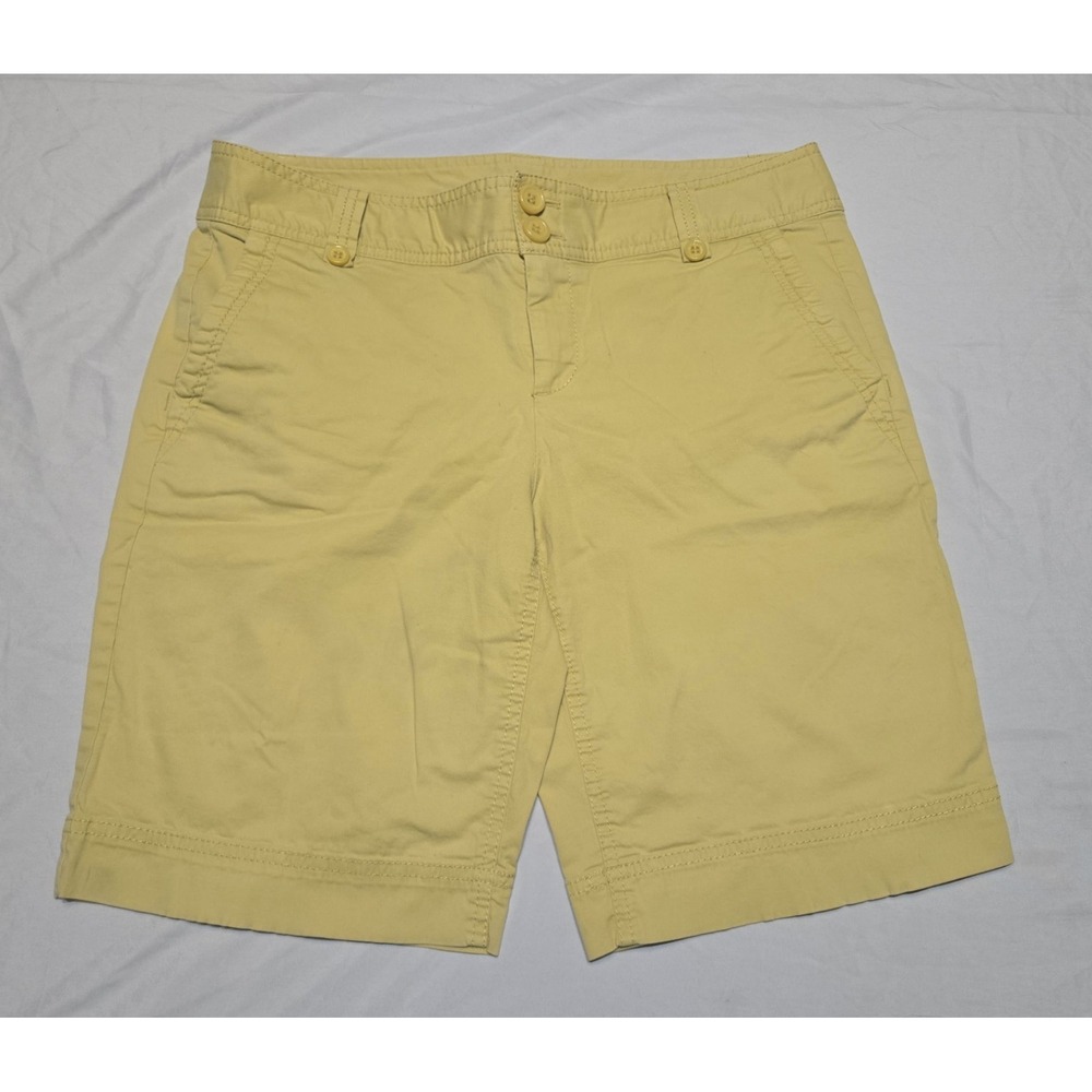 Nordstrom's Caslon Yellow Stretch Cotton Twill Shorts Womens 8‎ Petite Bermuda